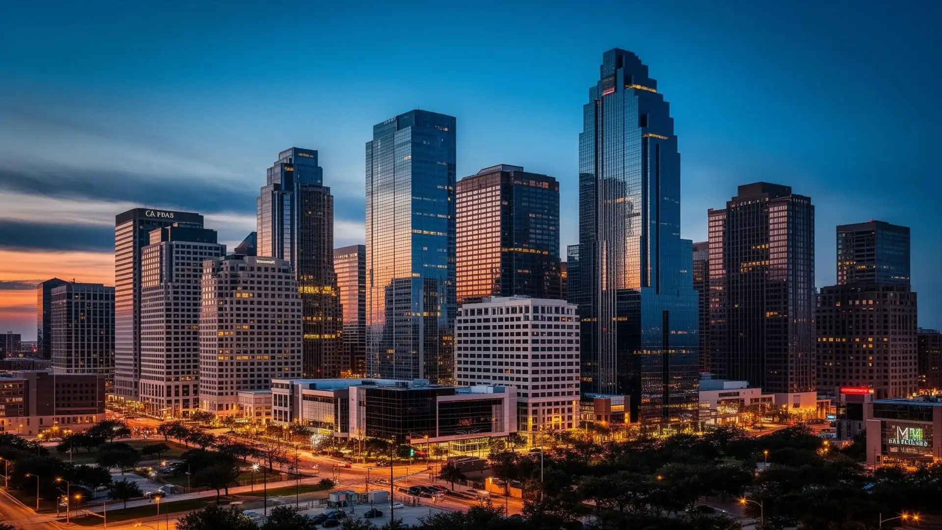 Dallas skyline at dusk